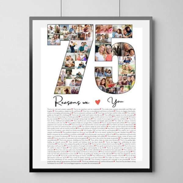75th Birthday Legacy Book Collage - Leather Bound Design with 75 Chapters of Family History