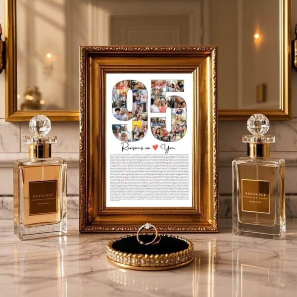 95th Stellar Jubilee Anniversary Collage - Galactic Nebula with 95 Star Clusters & Voyager-Inspired Love Notes