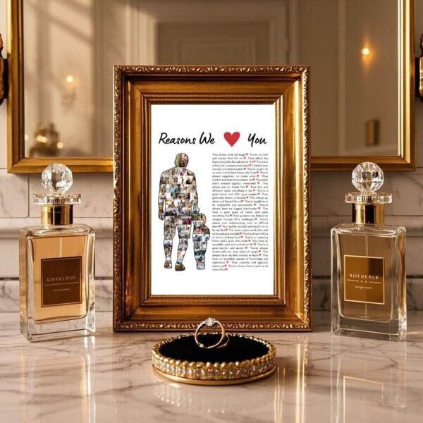 30 Reasons We Love You Father Son Collage Template - Handholding Silhouette with 30 Photo & Text Spots, Editable in Canva