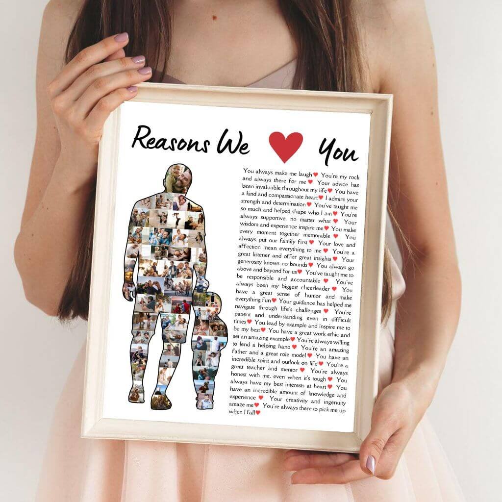 Grandpa Tribute Collage - Multi-Gen Silhouette with 30 Reasons from Kids & Grandkids