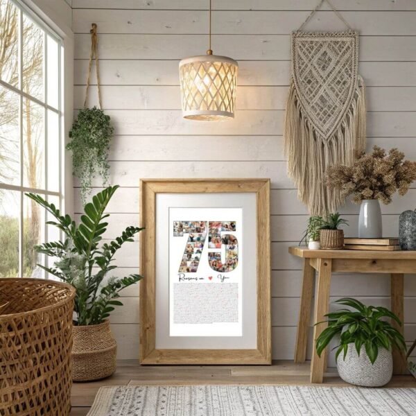 75th Birthday Time Capsule Collage - Vintage Trunk Design with 75 Family Secrets & Photos