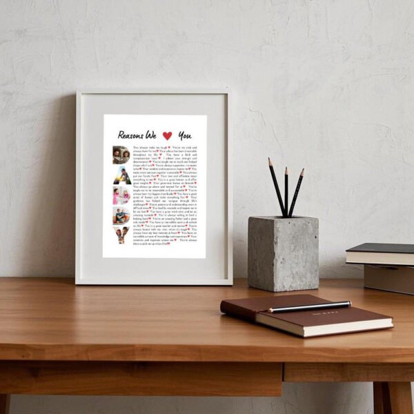 Sports Fan Dad Collage - Basketball Texture DADDY Letters with 30 Team Spirit Reasons