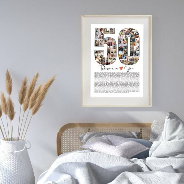 50th Anniversary Gift for Grandparents - Family Photo Collage with 50 Heartfelt Reasons