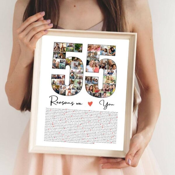 55th Wedding Anniversary Collage Template - Emerald Green Theme & Timeline of Memories