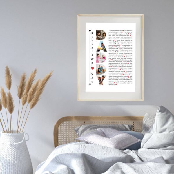 Rainbow Pride DADDY Collage - LGBTQ+ Inclusive Letters with 30 Equality Reasons & Family Photos