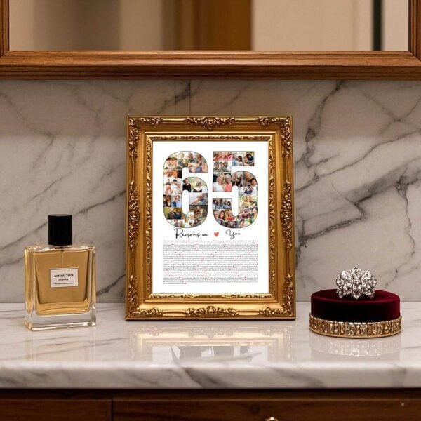 65th Retirement Party Collage Template - 65 Reasons Celebrating a Career, Editable in Canva