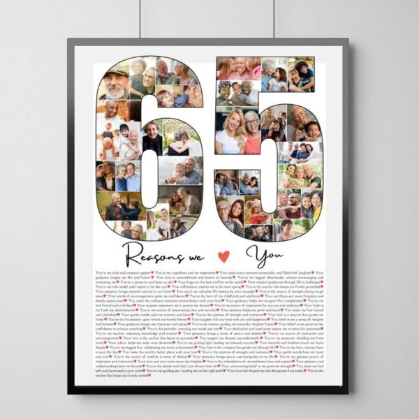 Elegant 65th Birthday Collage for Her - Gold & Lace Design with 60+5 Bonus Reasons