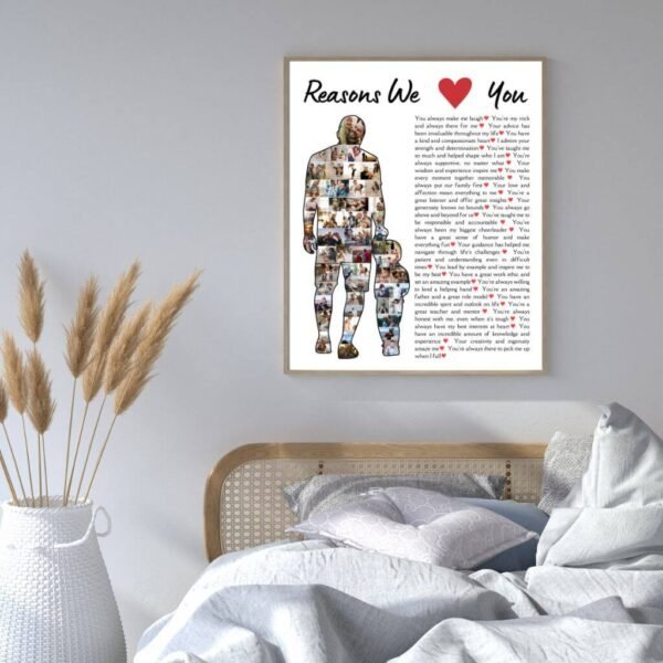 Sports Fan Dad Gift - Baseball Glove Silhouette Collage with 30 Reasons & Action Shots