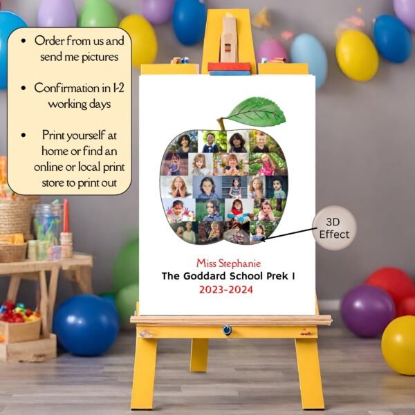 Personalized 3D Apple Collage Gift for Teacher - Image 3