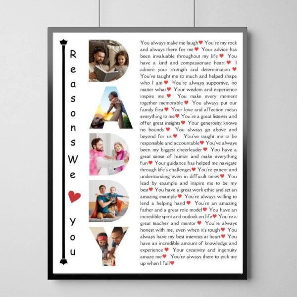 First-Time Dad Collage - Baby Milestone Letters with 30 New Fatherhood Reasons & Monthly Photos