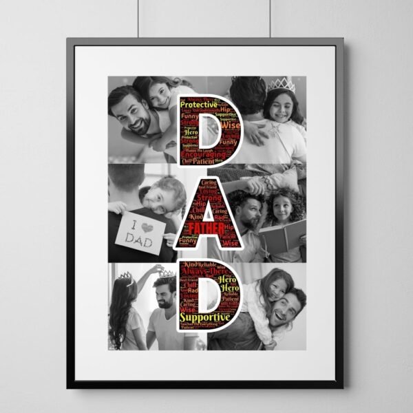 User editing ‘Heartfelt Homage’ template in Canva with fishing trip photos and ‘Best DAD’ text