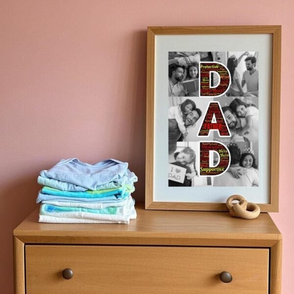 Gift wrapping set with printed Daddy collage tissue paper and matching card