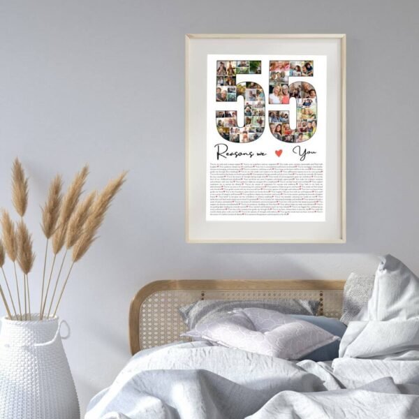 55th Emerald Anniversary Collage - Elegant Green & Gold Design, Pre-Written Love Notes