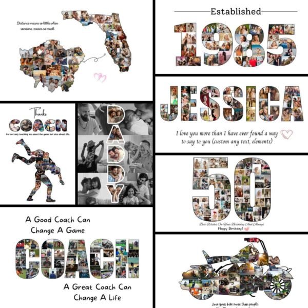 Fully Personalized Collage Any Shape or Number | Custom Cartography of Moments