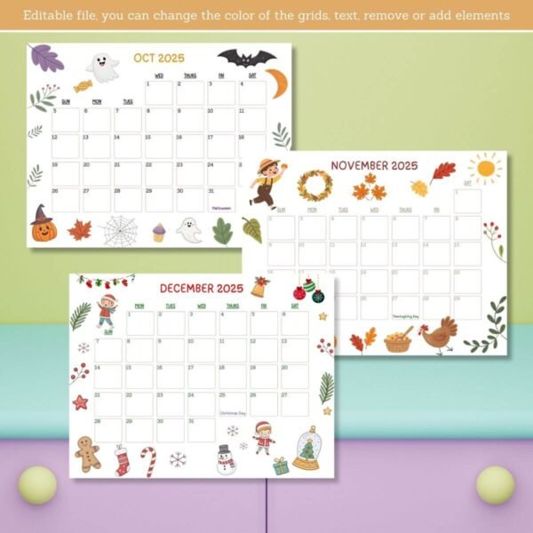 January 2025 calendar page with polar bear and snowflake designs in icy blue, teaching seasons to preschoolers