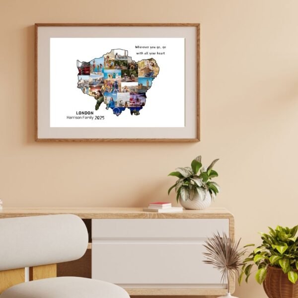 Illuminated London Eye and Big Ben collage template for 2025 travel memories