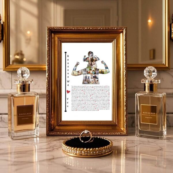 Father Son Baseball Collage - 30 Reasons & Game Photos in Leather Glove-shaped Frames