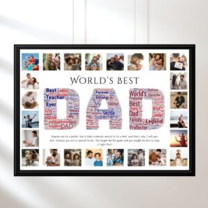 DAD Word Art Collage – Best Dad Design with Hero, Champion, Superhero Keywords