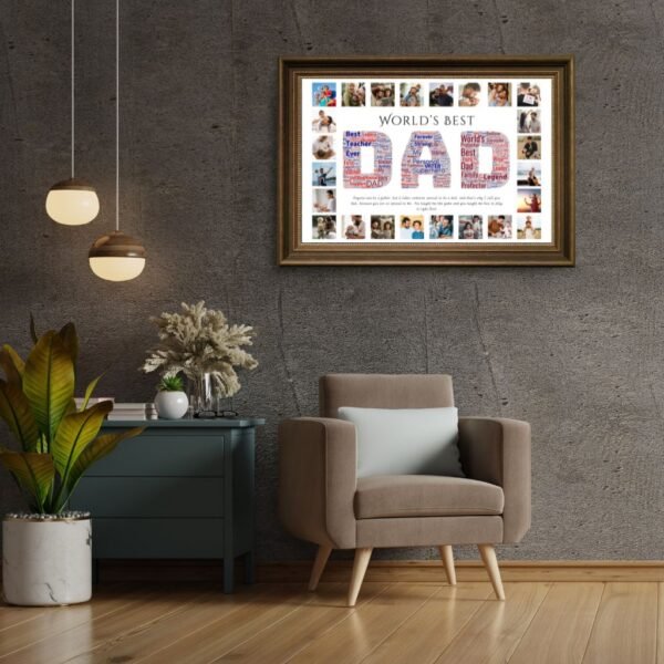 DAD Word Cloud Wall Art – Best Dad Typography with Photo Collage
