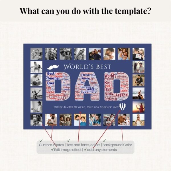 DAD Typography Poster – Word Cloud with Family Photos