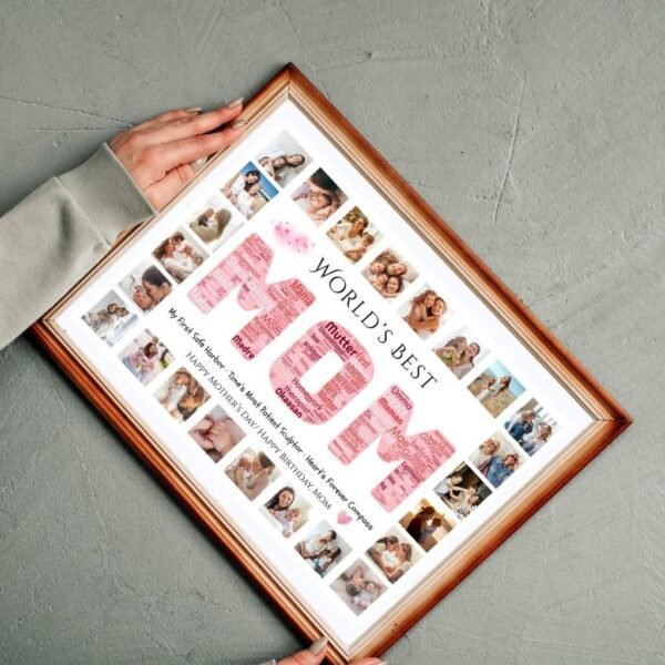 MOM Word Art and Photo Collage Template Bundled with Free Printable Gift Card Design