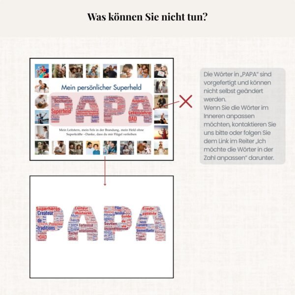​​Deutsch Word Cloud Design – PAPA als Superheld & Lebenslehrer​​