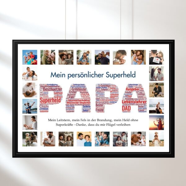 ​​PAPA Word Art Design – Deutsch Vater-Rollen Tabelle mit Superheld & Beschützer​​