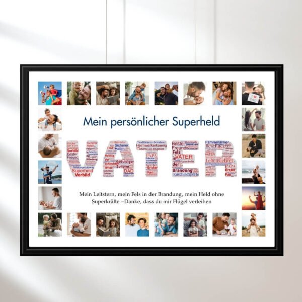VATER Wortwolke & Fotocollage Design – Zeitloses Familienkunstwerk mit Persönlichen Zitaten​