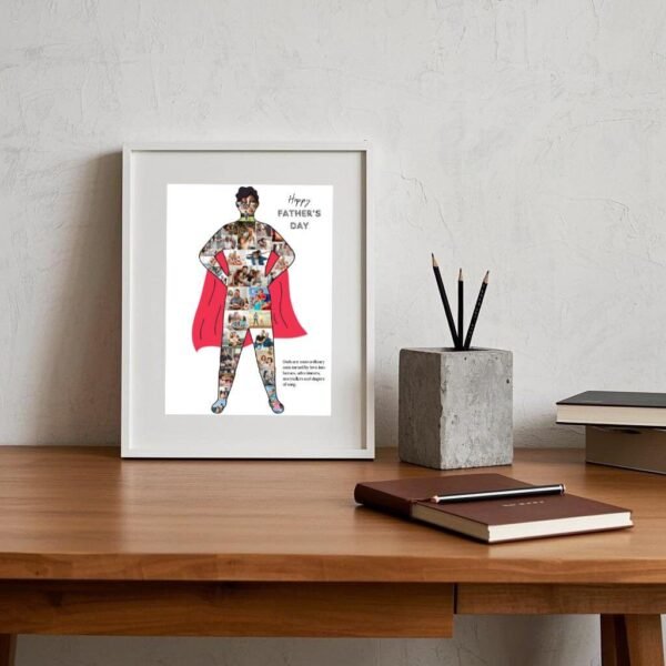 Dynamic Flying Pose - Dad in Red Cape with Speed Lines and Cloud Effects