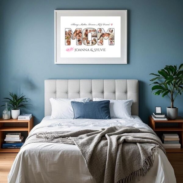 Printable MOM Photo Collage Template with Floral Frames and Customizable Quotes
