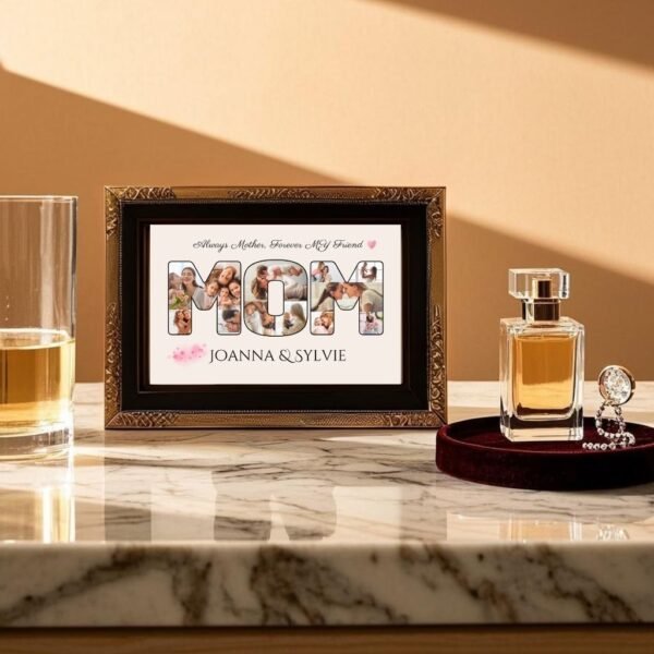 Custom MOM Wall Art Design with 12 Photo Frames and Editable Text