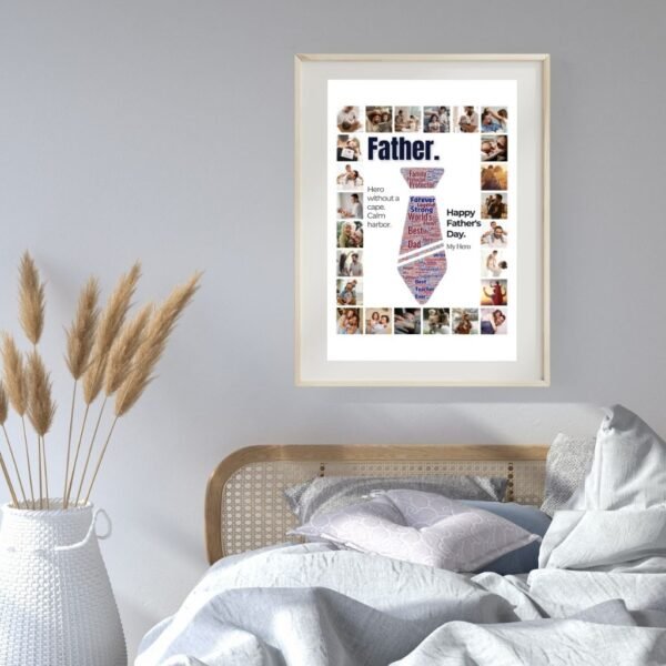 Father's Day Photo Collage Template with Dad Word Art & Quotes