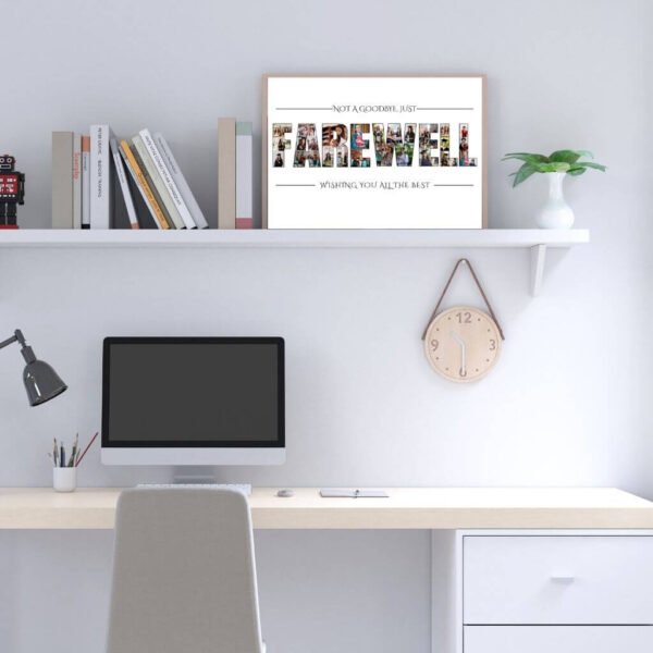 Laser-engraved wood plaque using CollageWizard farewell template