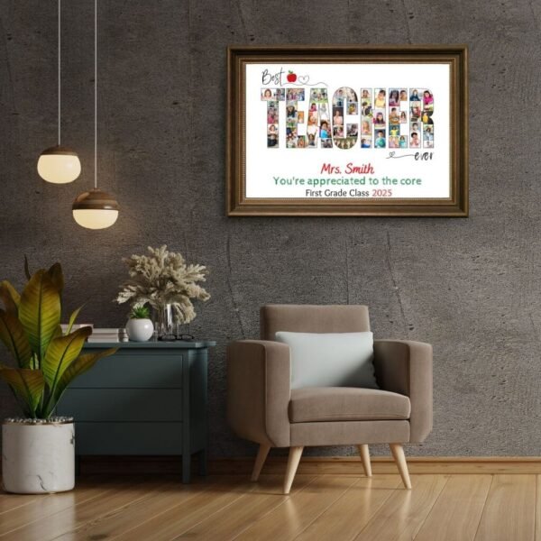 Customizable "Thank You Teacher" collage with chalkboard design | CollageWizard Pro