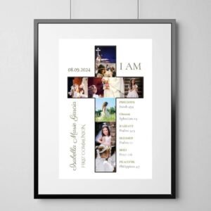 Custom Cross Photo Frame for First Communion photo collage template digital download