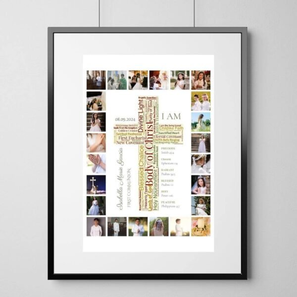 first communion word cloud collage template and Baptism Scripture Cross Word Art