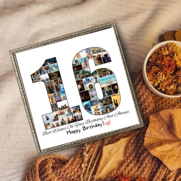 Uncluttered "16" as event backdrop. ​​Digital template for fast party prep. Print at home option.​​