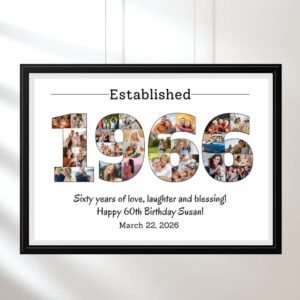 1966 photo collage template designed to represent a modern birth year