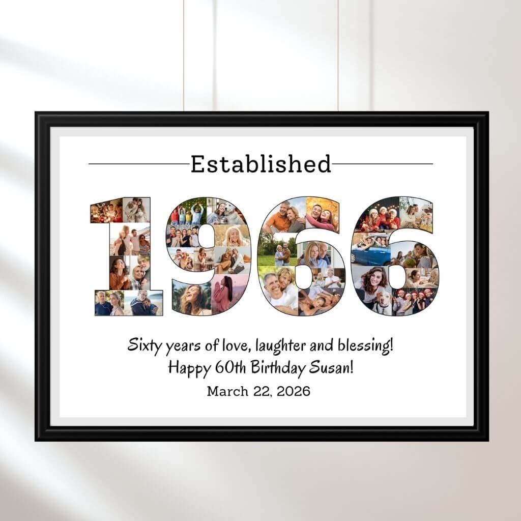 1966 photo collage template designed to represent a modern birth year