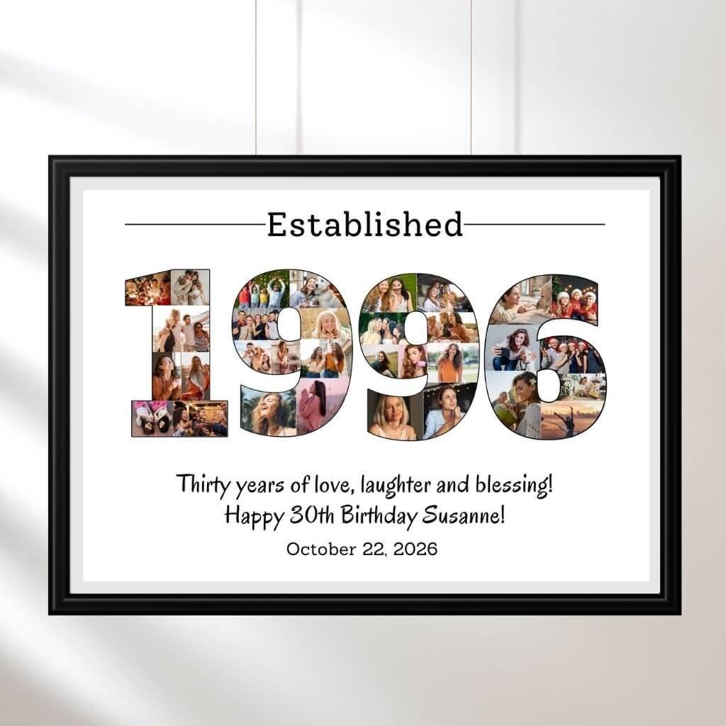1996 photo collage template representing a connected world birth year
