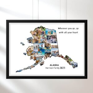 Alaska map photo template highlighting unforgettable adventure memories
