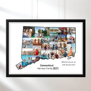 Connecticut map photo template highlighting meaningful home memories