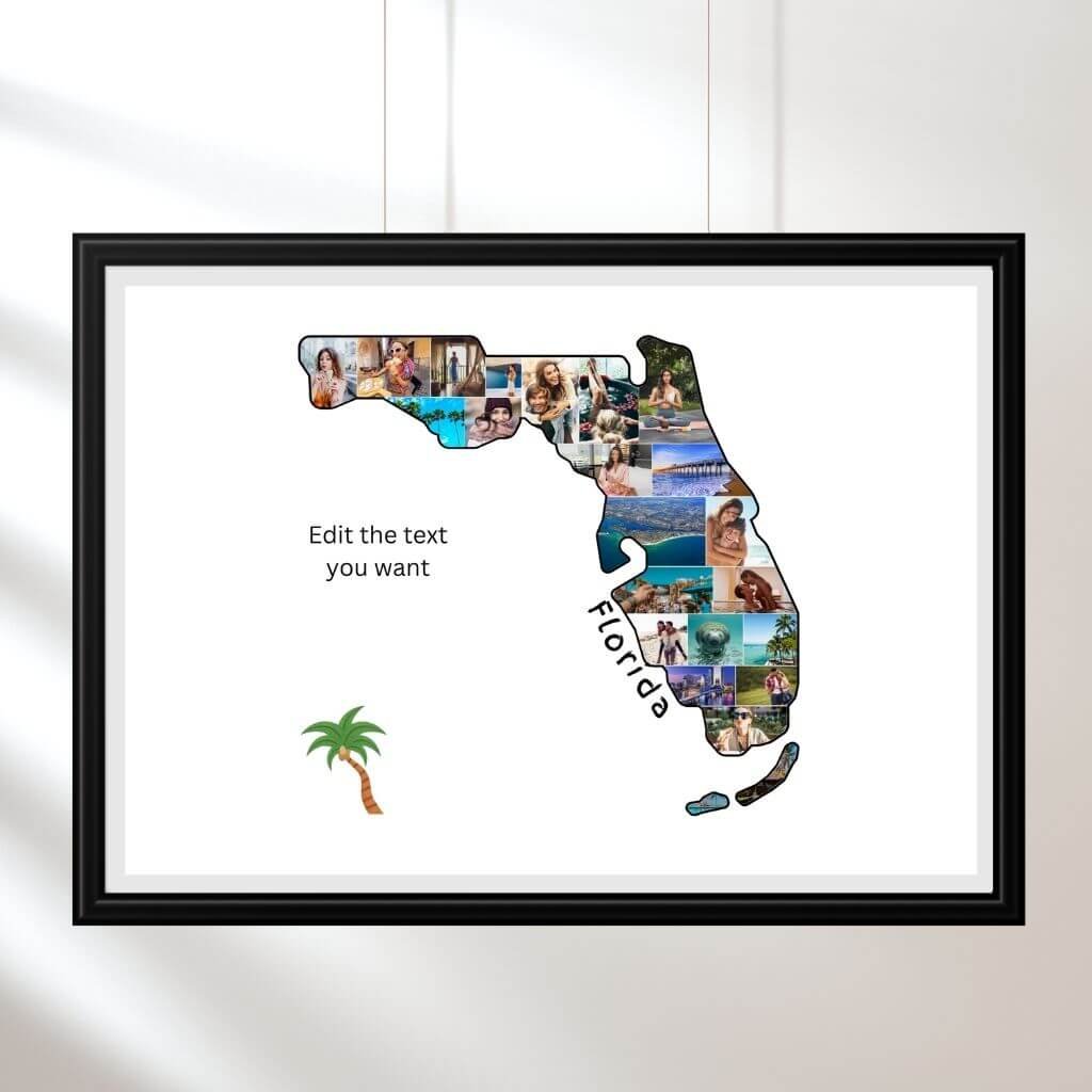 Florida map photo template highlighting sunshine and vacation memories