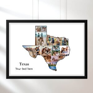 Texas map photo template highlighting important life milestones